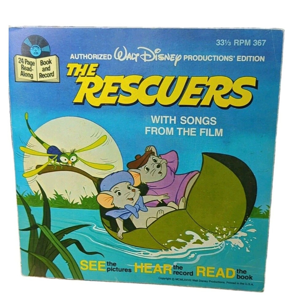 Walt Disney Productions The Rescuers Read-Along Book 1977 - missing record